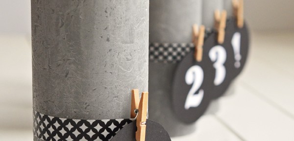 Puristischer Adventskranz ohne Tannenzweige (DIY mit Kerzen und Maskingtape)