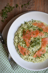 Kräuter-Risotto mit Lachs