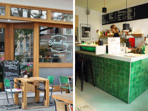 Gemütliches Ambiente in Düsseldorfs vegetraischem Restaurant SchnellVeg