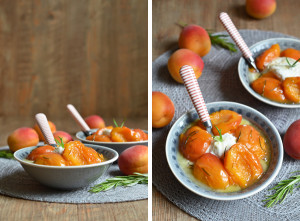 Aprikosen-Dessert mit Salzbutter-Karamell und Rosmarin