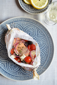 Lachs aus dem Ofen im Pergament-Päckchen